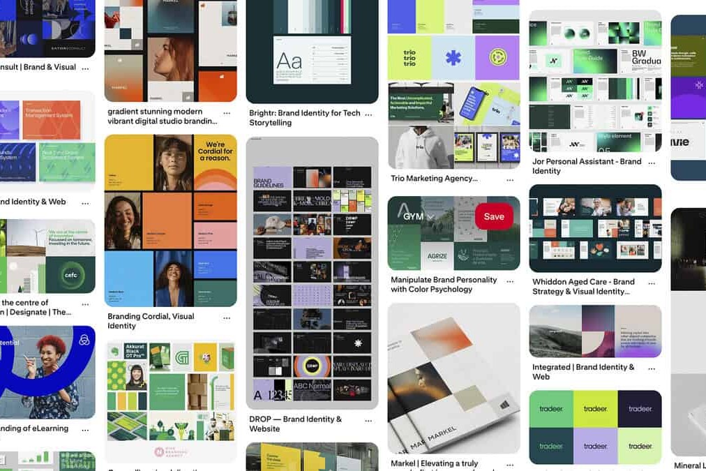 Bold and vibrant modern digital studio branding design showcasing futuristic typography and colour schemes.