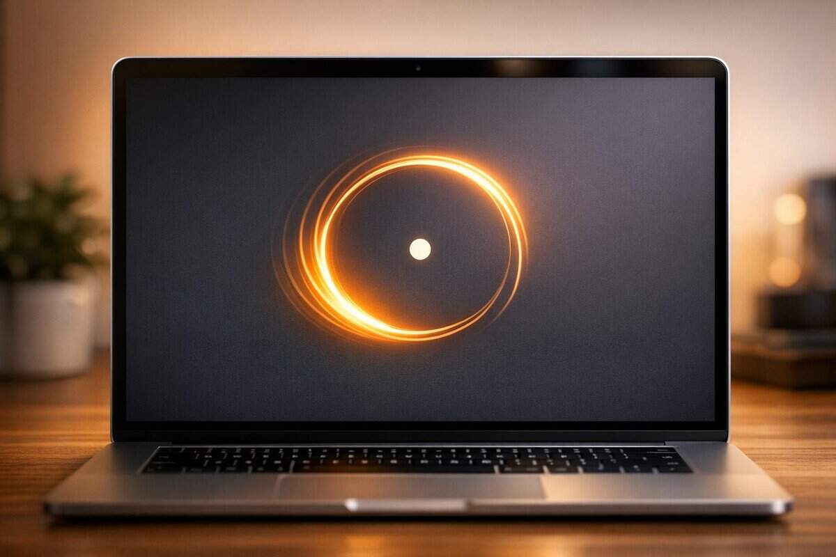 Brand-Husl-creative digital design featuring a glowing circular light effect on a laptop screen, symbolising innovation and technology. Perfect for branding, digital marketing, and tech-related conten.