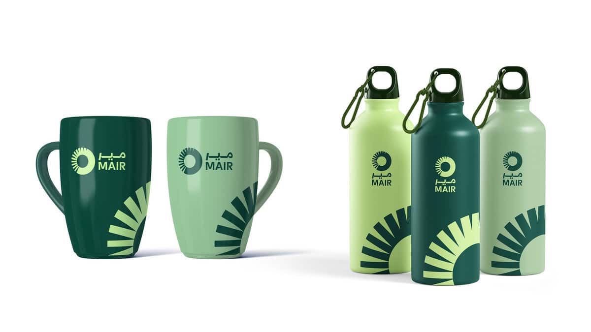 Brand Husl green mugs and water bottles set